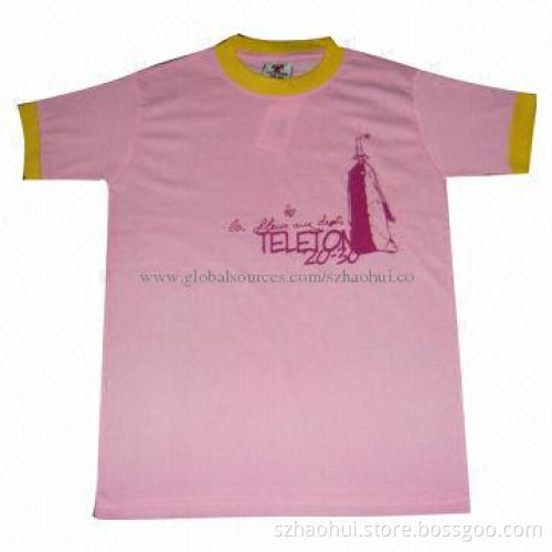 Tee grils with contrast color neck and cuff